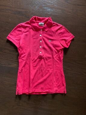 Lacoste ladies short sleeves fitted polo knit top